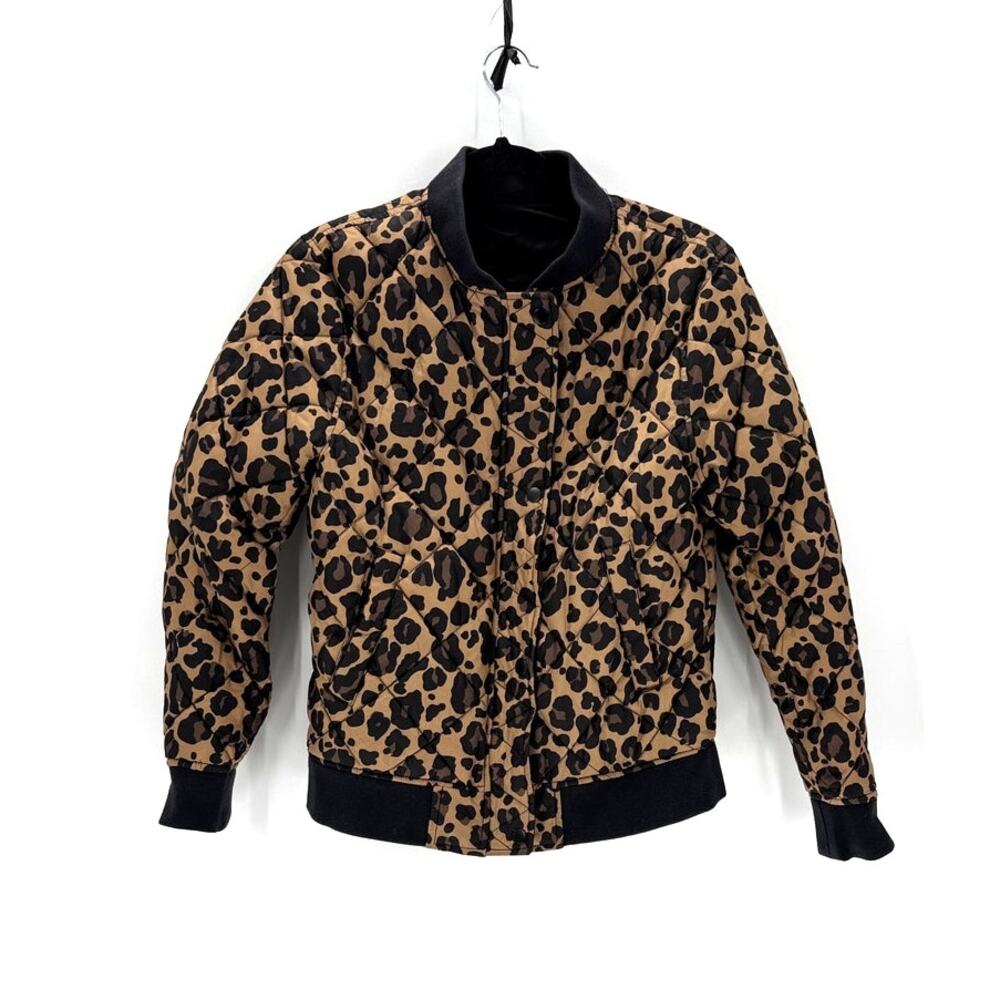 Gap Reversible Bomber Jacket Leopard Print Black … - image 1